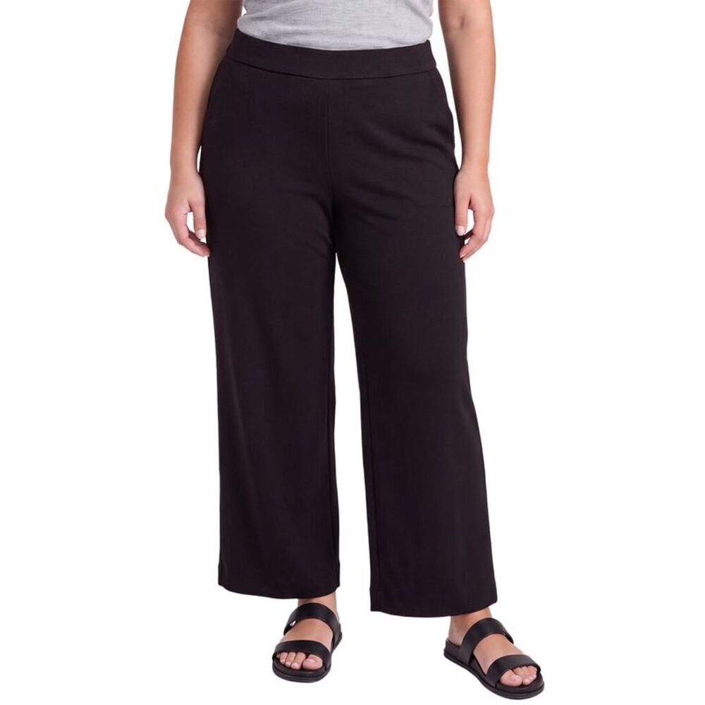 Anne Klein Womens Plus Wide Leg Crop Pant